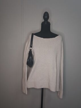 Neutral Cream Off-Shoulder Women's Sweater